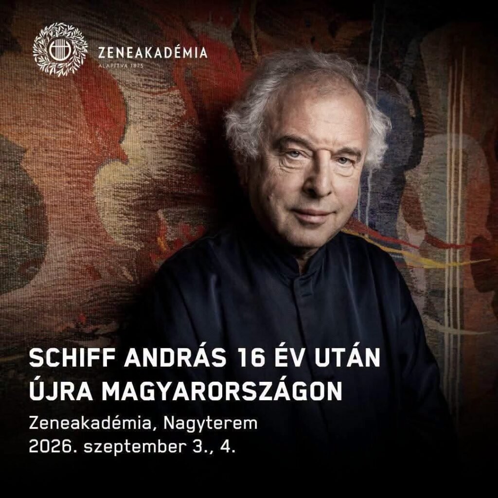 Cartel oficial del regreso de András Schiff a la Academia de Música Ferenc Liszt en septiembre de 2026.