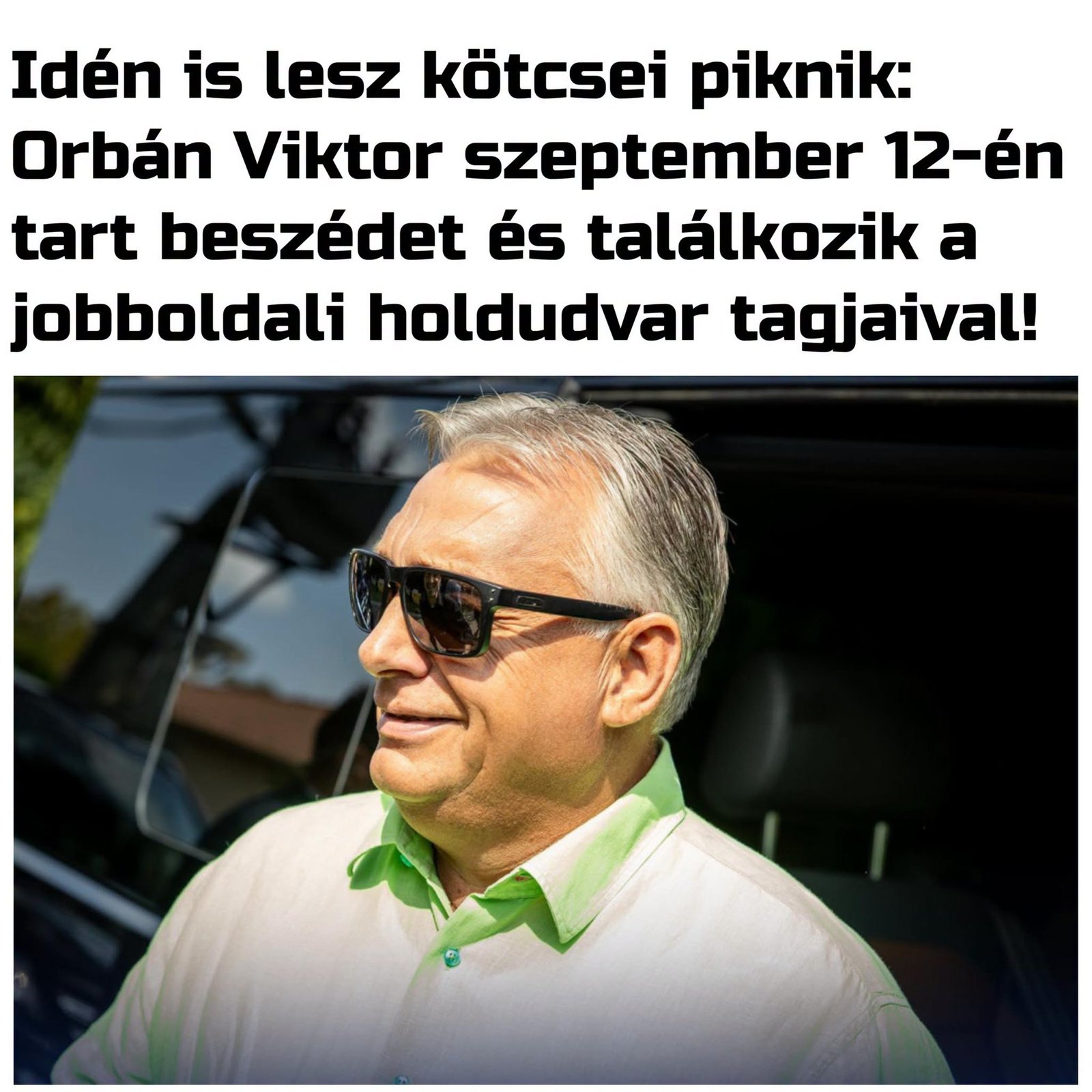 Cartel que anuncia el Picnic de Kötcse de 2026 y el discurso de Viktor Orbán previsto para el 12 de septiembre.