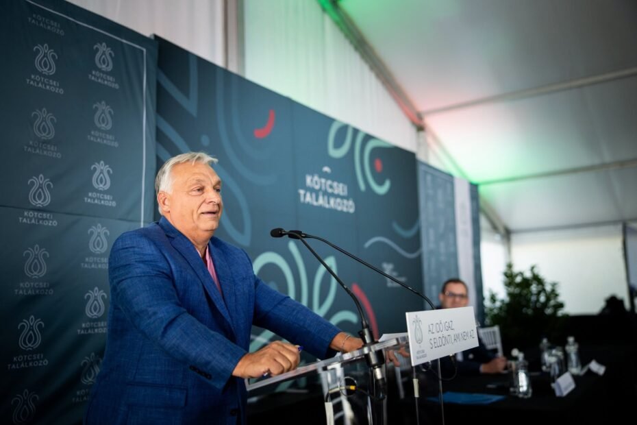 Viktor Orbán durante su intervención en el encuentro de Kötcse de septiembre de 2026