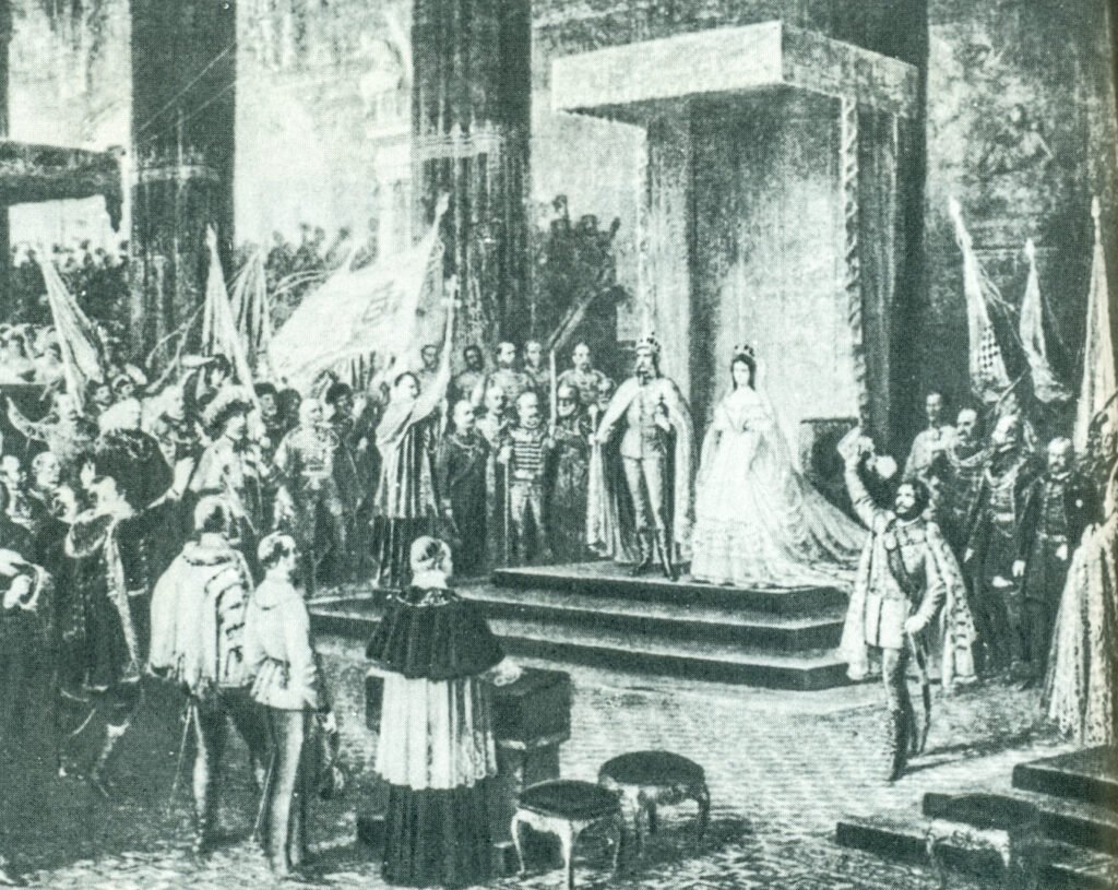 Coronación de Francisco José y Elisabeth como rey y reina de Hungría en 1867