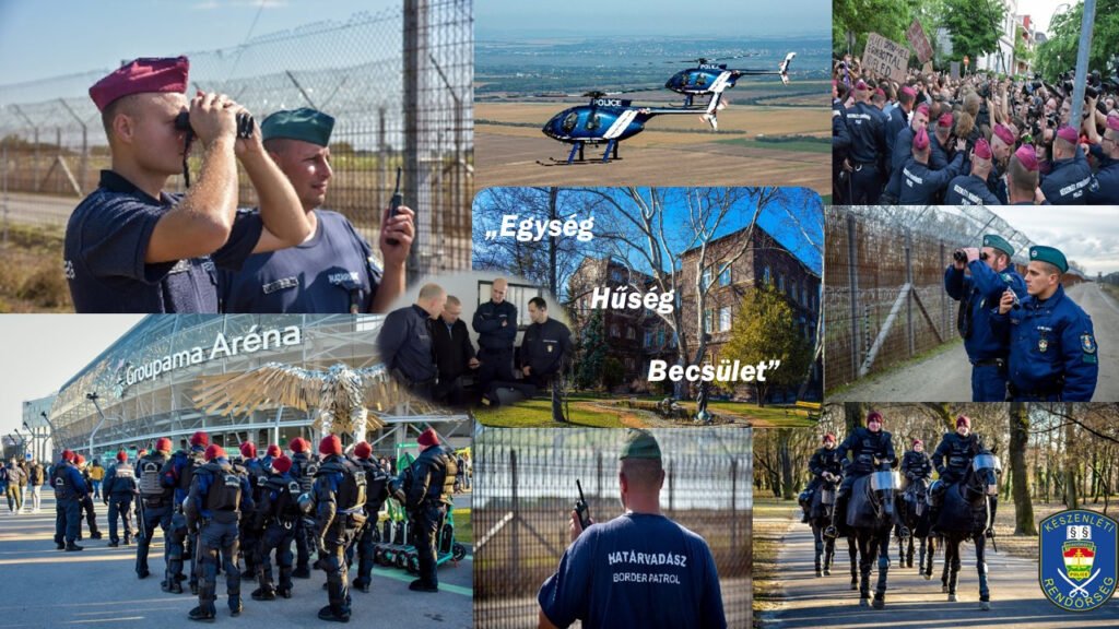 Montaje de las distintas unidades de la Készenléti Rendőrség de Hungría