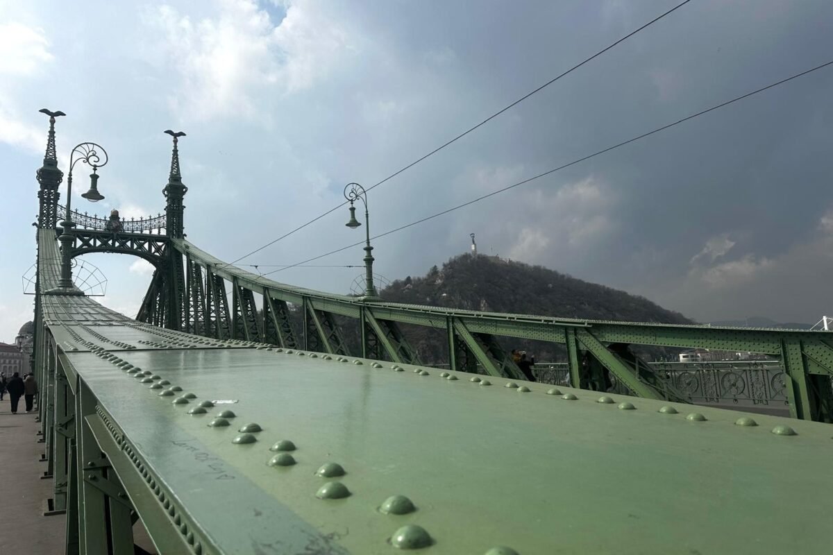 Detalle de la estructura metálica y los remaches del Puente de la Libertad de Budapest