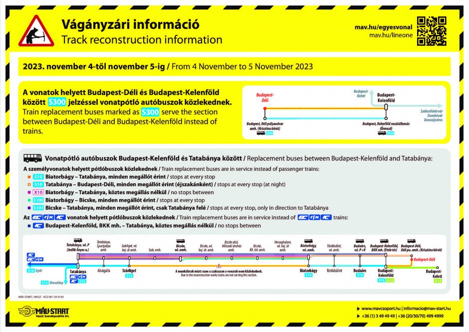 Aviso de MÁV sobre el cierre temporal de la estación Déli y los autobuses sustitutorios
